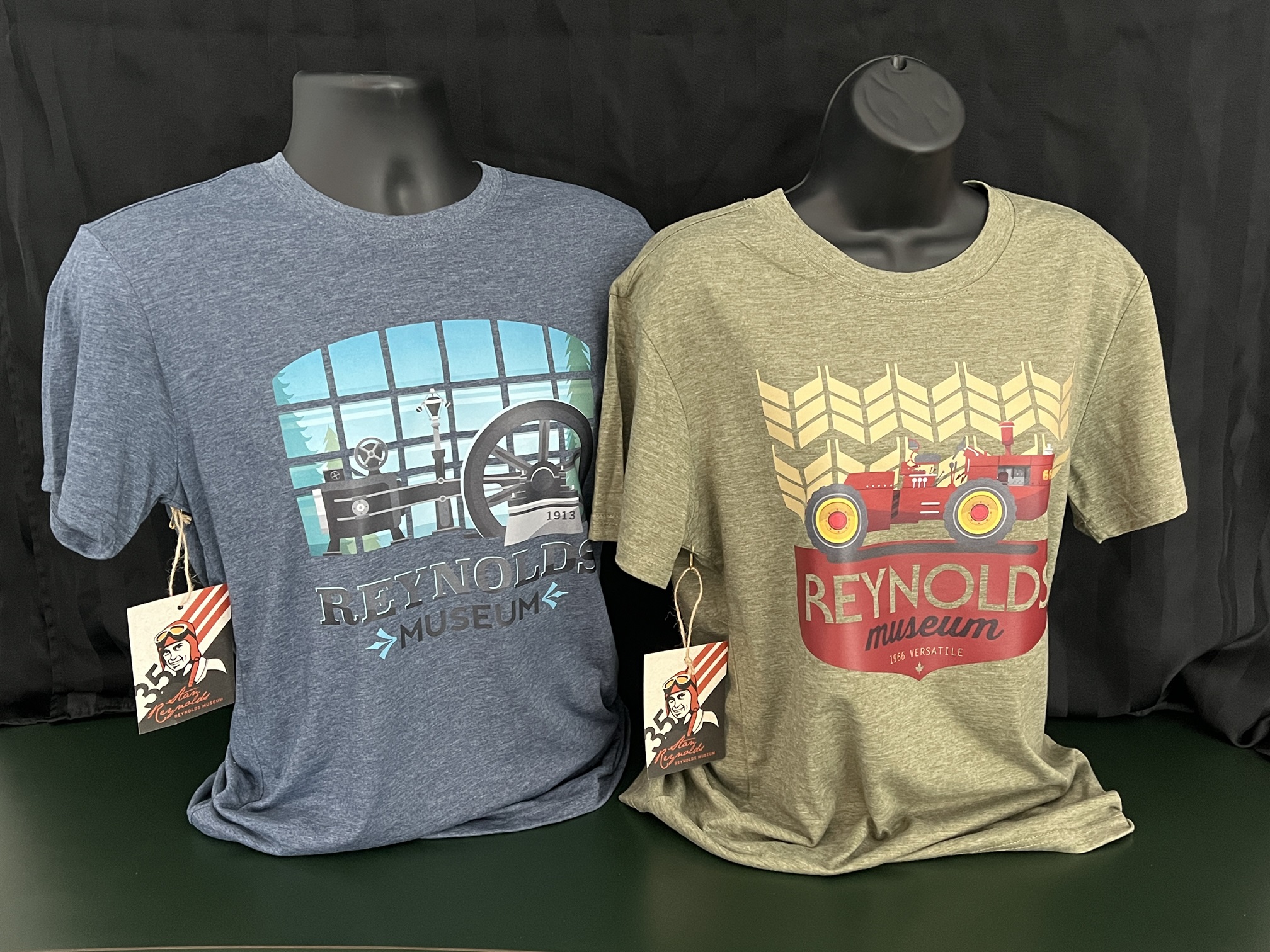 Blue Corliss Engine T-shirt and Green Versatile T-shirt